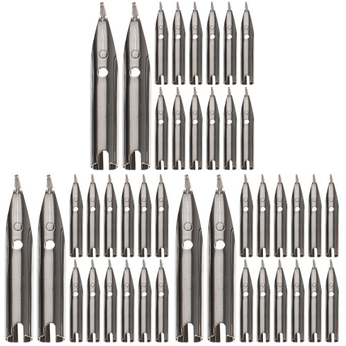 60Pcs Fountain Pen Replacement Nibs Silver Metal Smooth Writing Tips 1