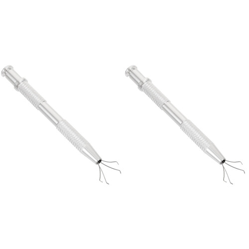 2Pièces Outil Pince 4 Griffes Maniucure Acier Argent 2