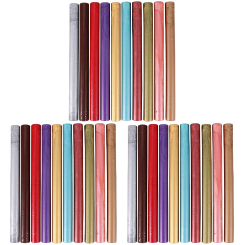 30Pièces Perles De Cire Cachet Vintage Couleurs Multiples Pour Lettres 1