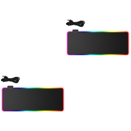 2Pcs LED Mouse Mat Black Rgb Luminous Glowing Mouse Pad for Computer 1