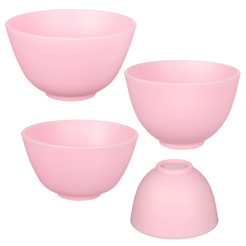 6Pièces Bols Esthétiques Roses En Silicone Pour Masques Et DIY 2