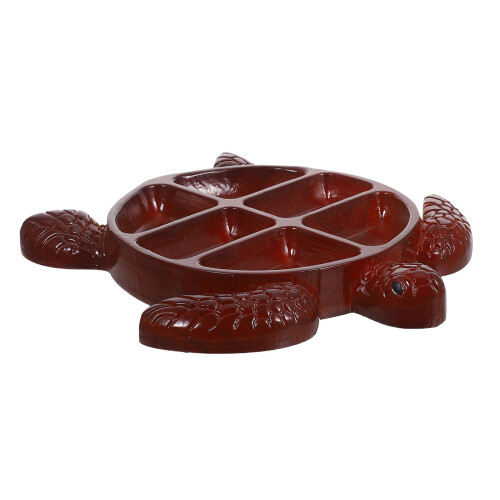 2Pièces Plateau Snack Tortue Bois Marron Élégant Pour Usage 2
