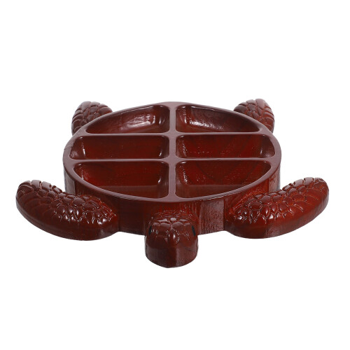 2Pièces Plateau Snack Tortue Bois Marron Élégant Pour Usage 1