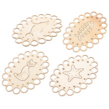 8Pcs Wooden Thread Winding Plate Beige Compact Embroidery Floss Stand