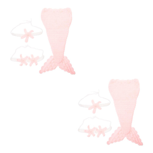 2Ensembles Tenues Photographie Bébé Queue De Sirène Rose Durable 2