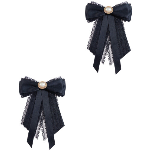2Pièces Broche Nœud Noir Élégant Et 2