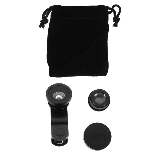 4Ensembles Lentilles Smartphone Macro Fisheye Noir Polyvalent