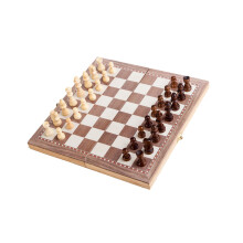 2Sets Foldable Khaki Wooden Chess Set with Storage for Home and Office