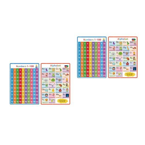 4Pcs Assorted Color Alphabet Numbers Posters Paper for School 2