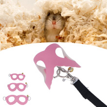 Pink Faux Leather Hamster Vest Leash Set with Bells - 3 Adjustable Sizes