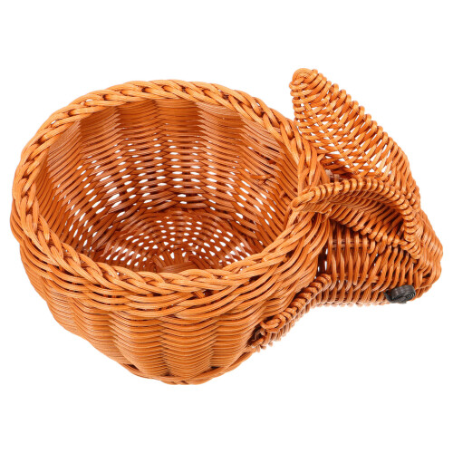 2Pcs Light Brown Rabbit Shaped Woven Basket Multipurpose Home Storage 1