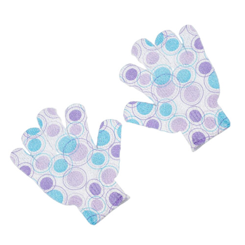 2Pairs Multi Nylon Bath Gloves Five Finger Shower Exfoliating Gloves 1
