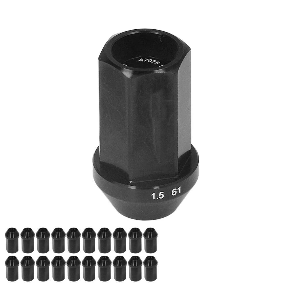 M12x1.5 Aluminum Lug Nuts With Socket Adapter 42Mm Long 19Hex Black 7901373667384