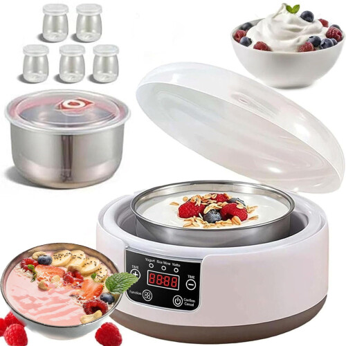 Probiotic 1.2L Yogurt Maker Machine, 36Hour Temp Control, LED Display, Adjustable Time, Electric Yogurt Maker 5 Cups