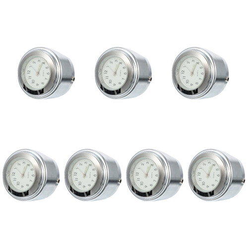 7Pcs Motorcycle Handlebar Clock White Aluminum Waterproof Outdoor Use 1