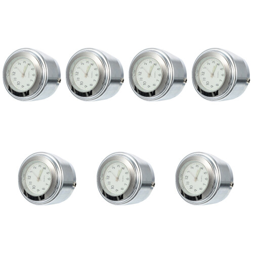 7Pcs Motorcycle Handlebar Clock White Aluminum Waterproof Outdoor Use 2