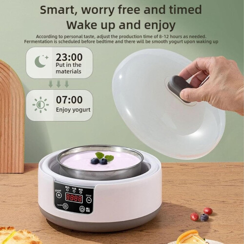 Probiotic 1.2L Yogurt Maker Machine, 36Hour Temp Control, LED Display, Adjustable Time, Electric Yogurt Maker 5 Cups 1