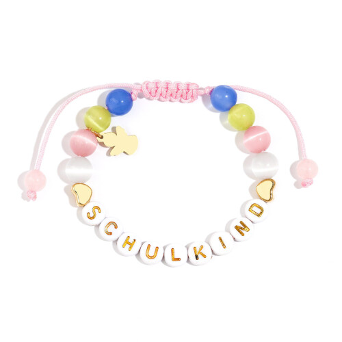 Buntes Charm-Armband mit-Katzenaugen-Engel