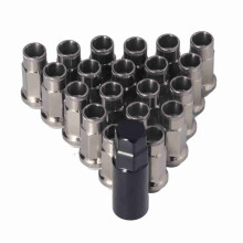 M12x1.25 Metal Wheel Nuts 20pcs Suitable for Mitsubishi Black Car Accessories