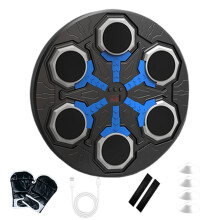 Music Boxing Machine Wireless Boxing Music Game, WallMounted Interactive Punching Target With Gloves, Black