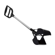 Dog waste gripper with long poop scoop for dog breeds, for outdoor use, comfortable and spacesaving, daily cleaning.