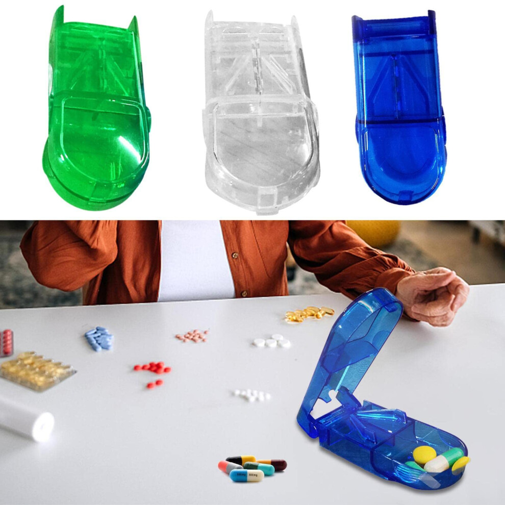 Pack of 3 Tablet Dividers, Pill Divider for Small Tablets, Transparent Portable Pill Splitter
