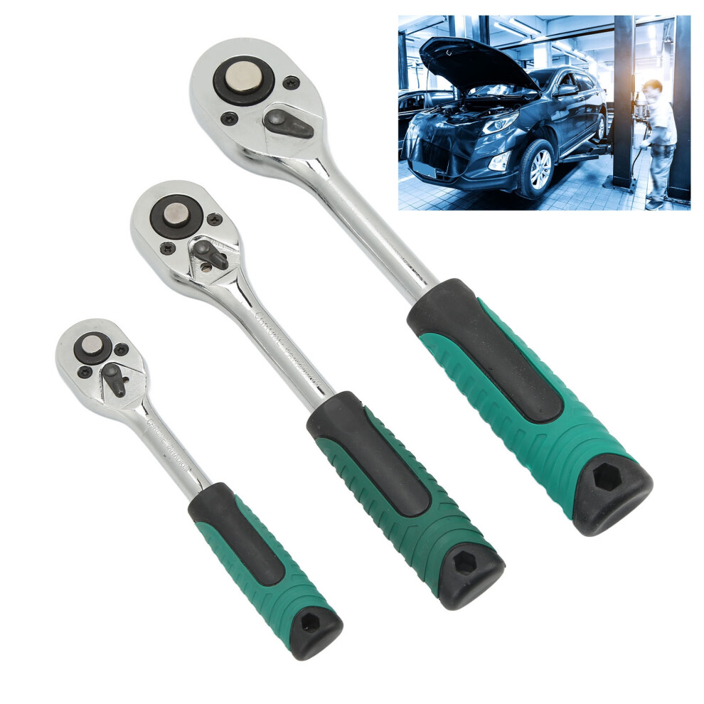 3Pcs 24-Tooth 3/8In Metal Ratchet Wrench Set For Car Repair 4671373672352