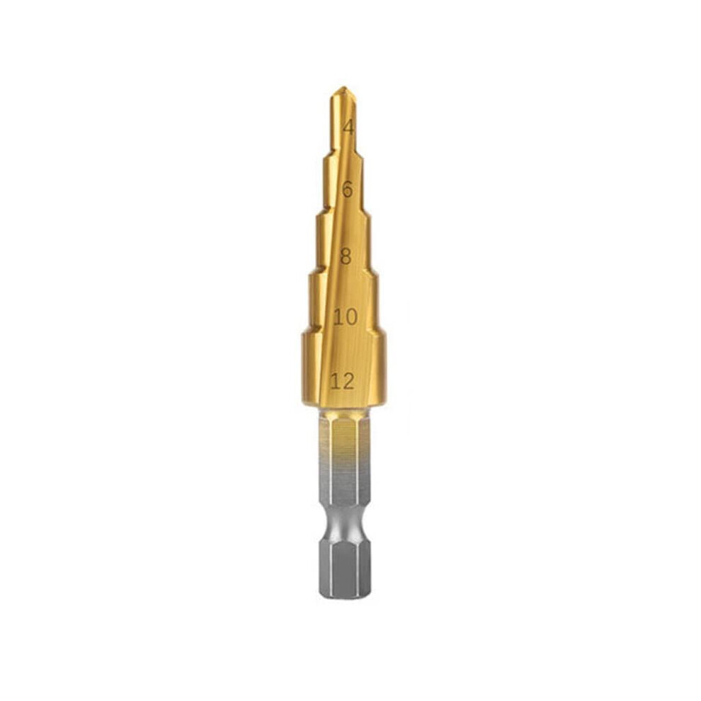 Step Drill Bit 4/12Mm 4/20Mm Hss Titanium Coated Straight Groove Stepped Drill Bits For Wood And Metal 9347817223699