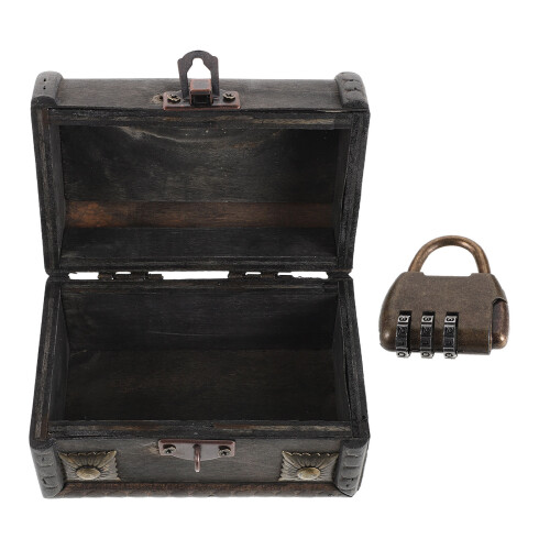 Vintage Holzbox Mit Schloss Kinder Und