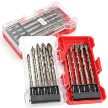 FourFlute Eccentric Drill Bit, 3Piece Set, Glass Tile Punching, Triangular Spiral Design, Carbide Tip