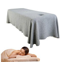 Massage table sheets, wafflethickened massage table cover with face hole, washable reusable beauty bed cover for 180 x 90 cm spa bed (white gray)