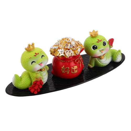 4Sets Mini Schlangen Statue Harz Auto Schmuck Chinesisches Tierkreis 1
