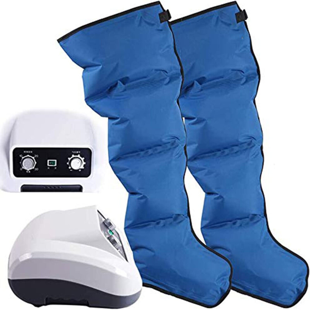 Air compression massage device, leg massager with 4 compartments, for legs to improve circulation, relieve pain, and promote relaxation.