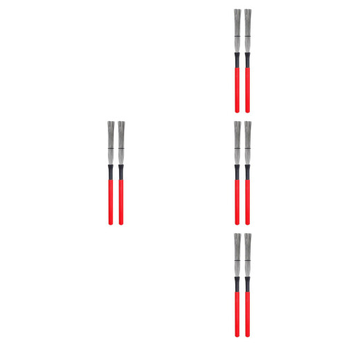 8Pièces Brosses Percussion Jazz Acier Bois Rouge Stable 2