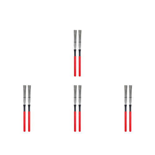 8Pièces Brosses Percussion Jazz Acier Bois Rouge Stable 1
