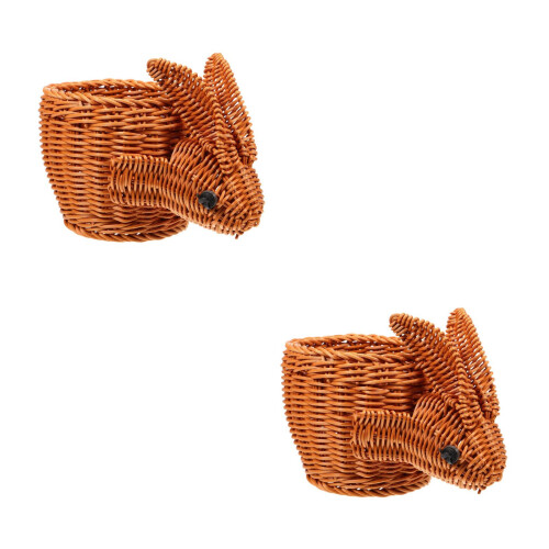 2Pièces Panier Multifonction En PP Imitation Rotin 2