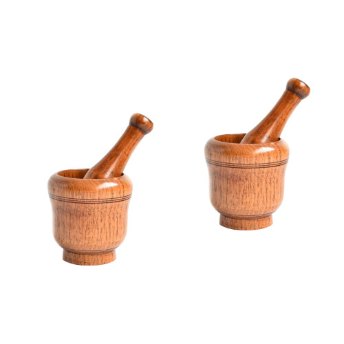 2Pièces Pilon Mortier Bois Cuisine Ail Épices Facile 2