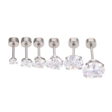 12Pièces Boucles D'oreilles Argentées Acier Inoxydable Élégantes