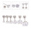 12Pièces Boucles D'oreilles Argentées Acier Inoxydable Élégantes 7
