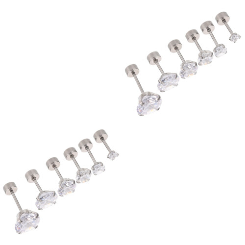 12Pièces Boucles D'oreilles Argentées Acier Inoxydable Élégantes 1