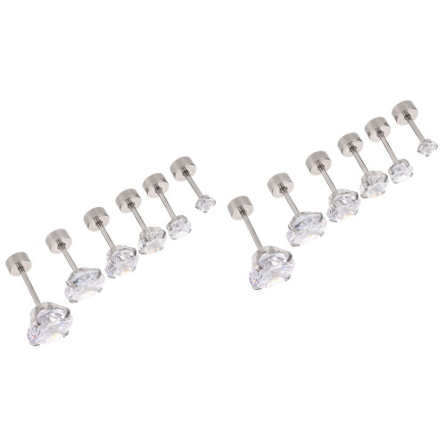 12Pièces Boucles D'oreilles Argentées Acier Inoxydable Élégantes 2
