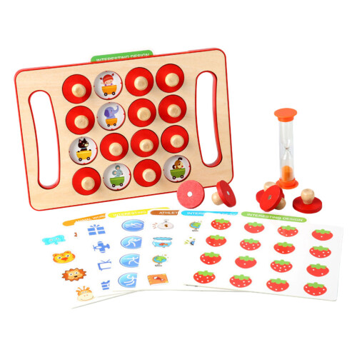 2Sets Wooden Kids Chess Toy Early Educational Pattern Matching Game