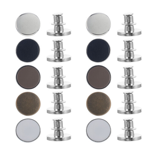 40Pcs Adjustable Metal Jeans Waist Buttons Snap Fasteners Assorted