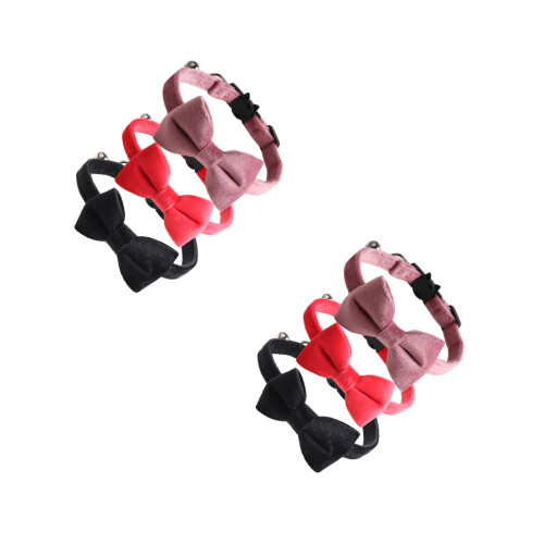 6Pcs Lovely Bow Pet Collar Soft Breathable Adjustable for Cats 2