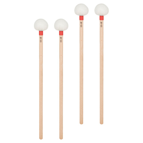 12Pcs Red Handle White Felt Drum Mallets for Symphony and School Bands 1