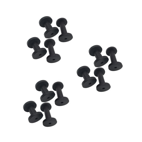 12Pcs Solid Wood Thread Holder Vintage Black Sewing Bobbins for Crafts 2