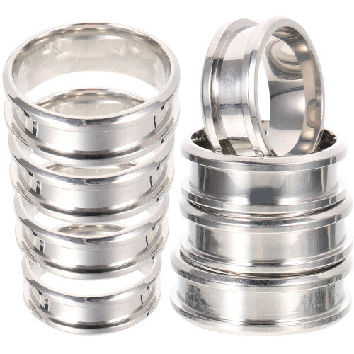 24Pcs Silver Stainless Steel Finger Ring Blanks with Polished Surface 2