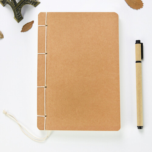 1Pc Blank Notebook for Writing Light Brown Kraft Paper Diary Book 2