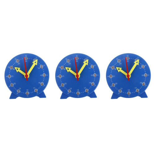 3Pcs Educational Kids Clocks Blue Plastic Time Teaching Learning Toys 2