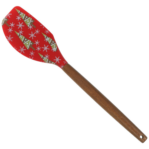 3Pcs Silicone Baking Spatula Christmas Design Ergonomic Wooden Handle 2
